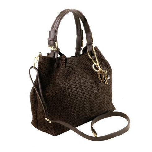 TL KeyLuck - Woven printed leather shopping bag